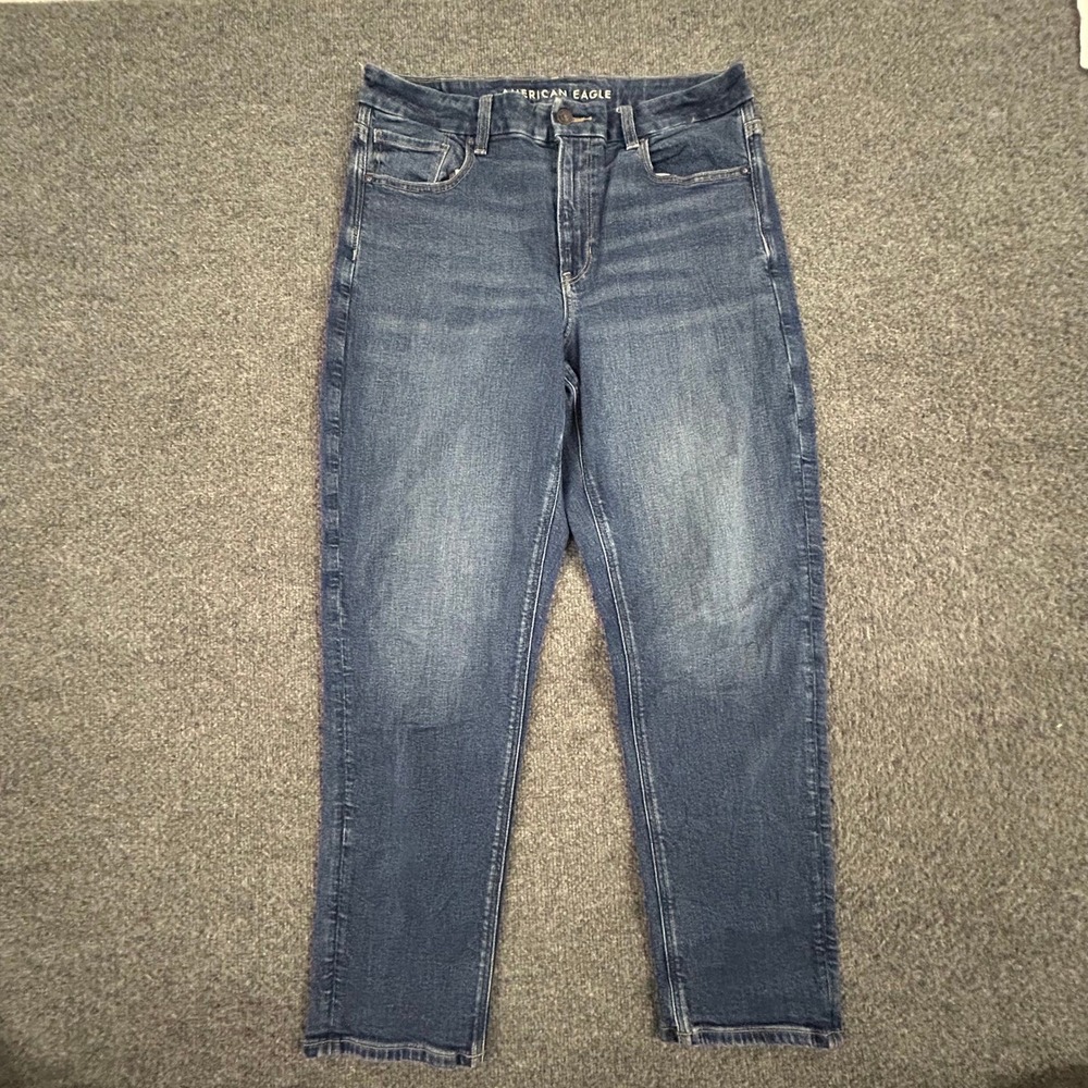 American Eagle Jeans Womens Size 12 Blue Mom High Waisted Tapered Stretch Casual